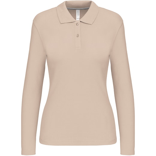 brun Kariban Tory Women's Long-Sleeved Polo Shirt - light sand