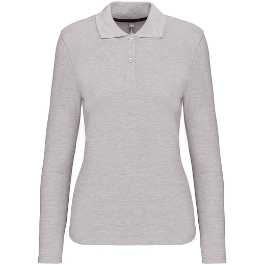 grå Kariban Tory Women's Long-Sleeved Polo Shirt - oxford grey