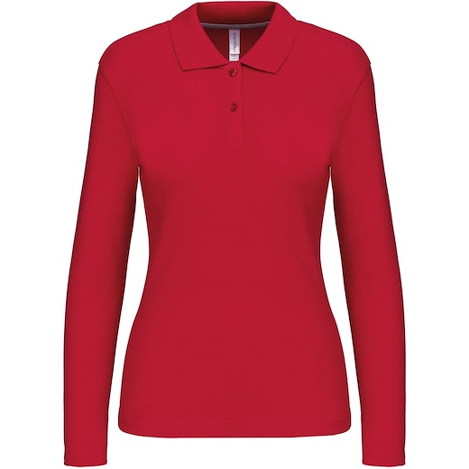 rød Kariban Tory Women's Long-Sleeved Polo Shirt - red
