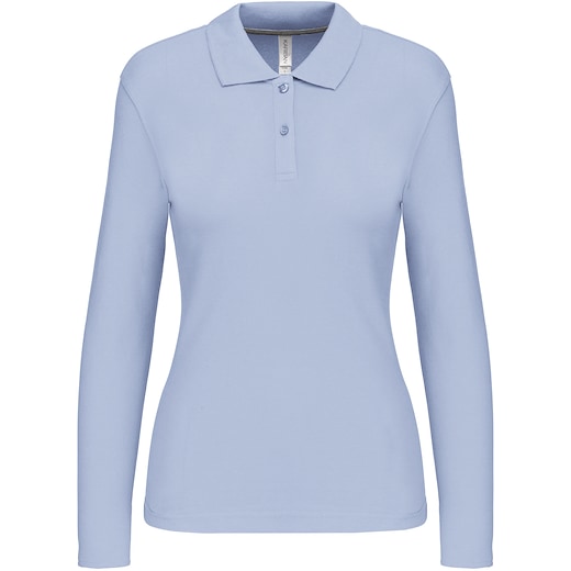 blå Kariban Tory Women's Long-Sleeved Polo Shirt - sky