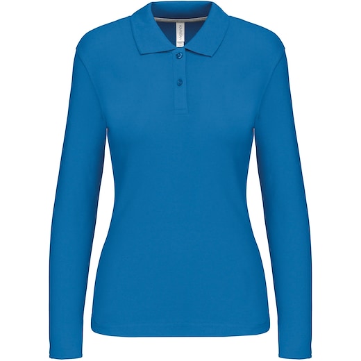 blå Kariban Tory Women's Long-Sleeved Polo Shirt - tropical blue
