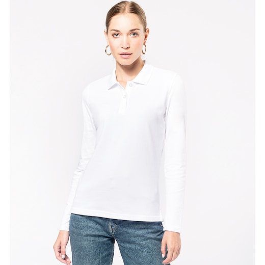 hvid Kariban Tory Women's Long-Sleeved Polo Shirt - white