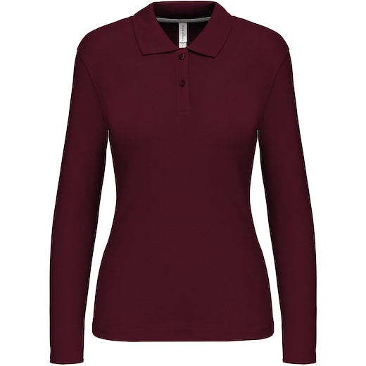 rød Kariban Tory Women's Long-Sleeved Polo Shirt - wine