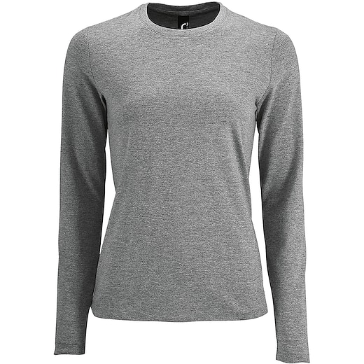 harmaa SOL´s Imperial Women´s Long Sleeve T-shirt - grey melange