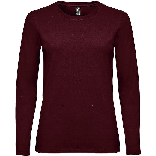 rød SOL´s Imperial Women´s Long Sleeve T-shirt - oxblood