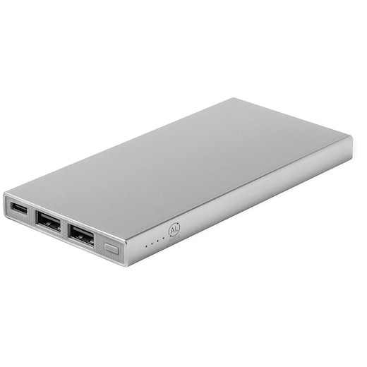 grå Powerbank Quentin, 4.000 mAh - sølv