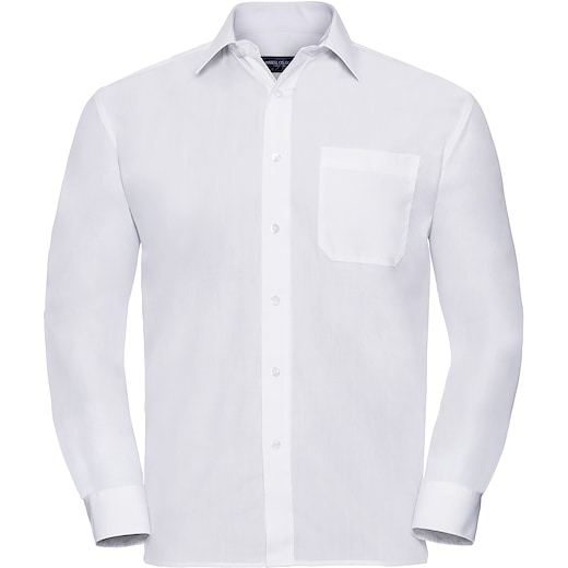 vit Russell Men´s Long Sleeve Polycotton Poplin Shirt 934M - white
