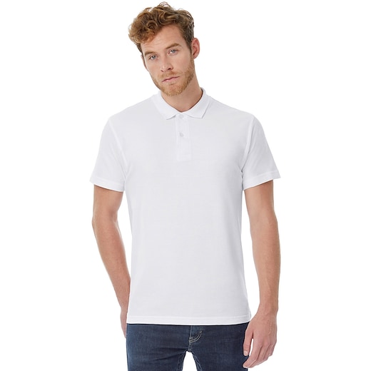 hvit B&C Polo Shirt 001 - white