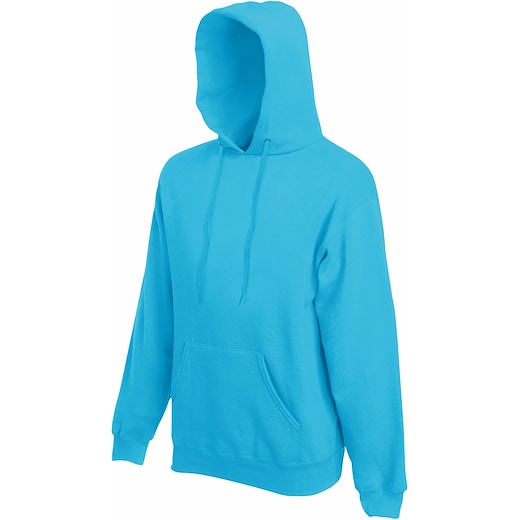 blå Fruit of the Loom Classic Hooded Sweat - azure