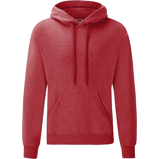 röd Fruit of the Loom Classic Hooded Sweat - heather red