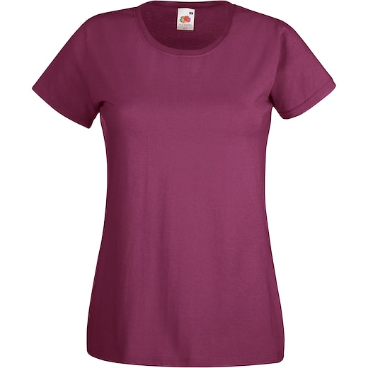 punainen Fruit of the Loom Lady-fit Valueweight T - burgundy