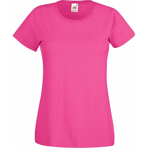 lyserød Fruit of the Loom Lady-fit Valueweight T - fuchsia