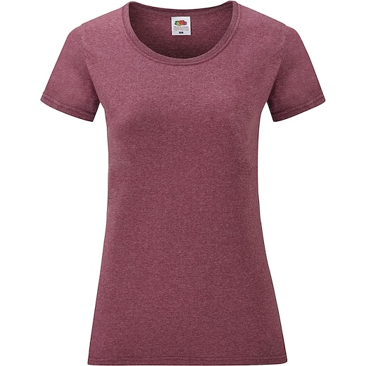 röd Fruit of the Loom Lady-fit Valueweight T - heather burgundy