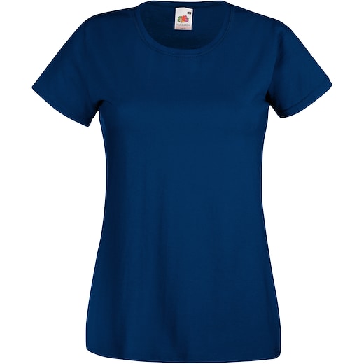 bleu Fruit of the Loom Lady-fit Valueweight T - navy