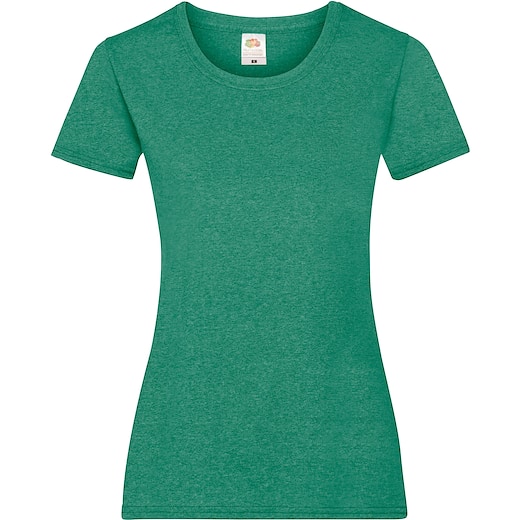 grøn Fruit of the Loom Lady-fit Valueweight T - retro heather green