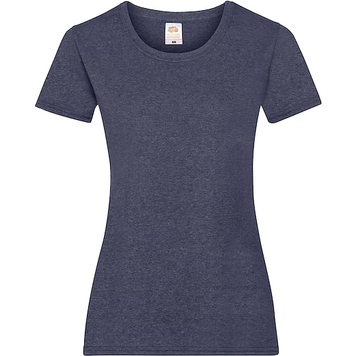 blå Fruit of the Loom Lady-fit Valueweight T - vintage heather navy