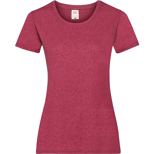 rød Fruit of the Loom Lady-fit Valueweight T - vintage heather red