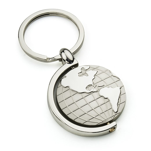 grå Nyckelring Globe - silver
