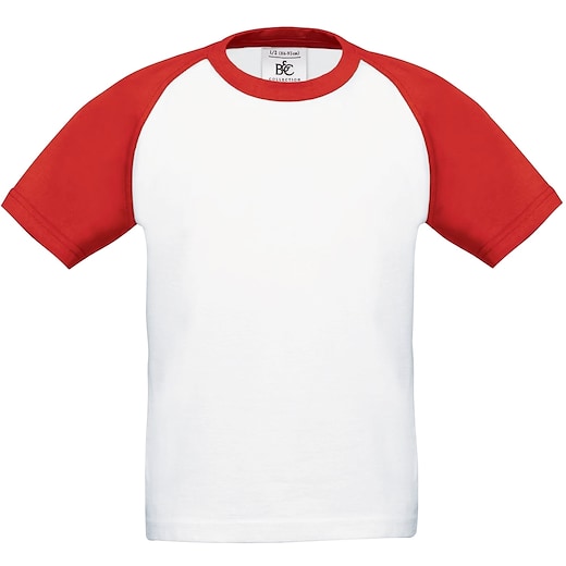 valkoinen B&C Baseball Kids - white/red