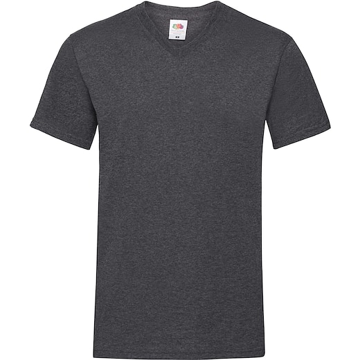 gris Fruit of the Loom Valueweight T V-Neck Men - gris oscuro jaspeado