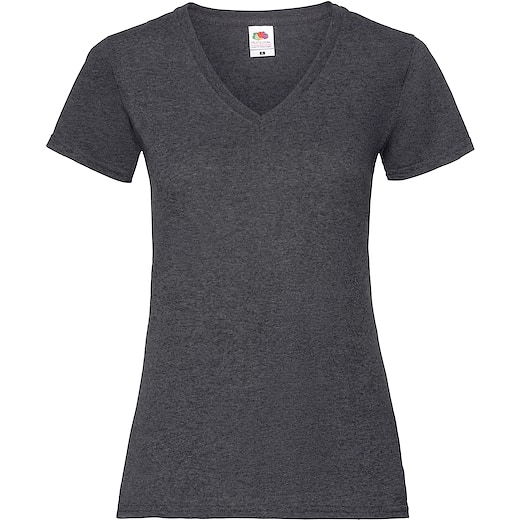 gris Fruit of the Loom Valueweight T V-Neck Women - gris oscuro jaspeado