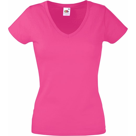 rosa Fruit of the Loom Valueweight T V-Neck Women - fucsia