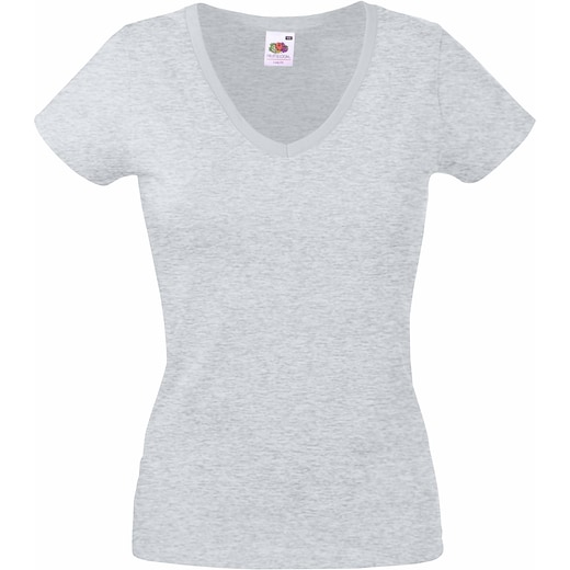 gris Fruit of the Loom Valueweight T V-Neck Women - gris jaspeado