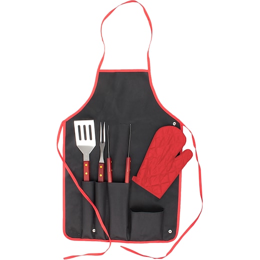 rouge Kit de barbecue Apron - rouge
