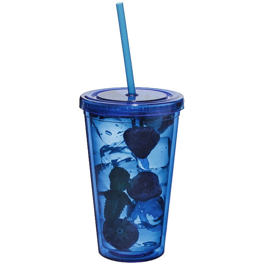 Farbe Blau M&M Kunststoffbecher mit Deckel und Strohhalm Trinkbecher 